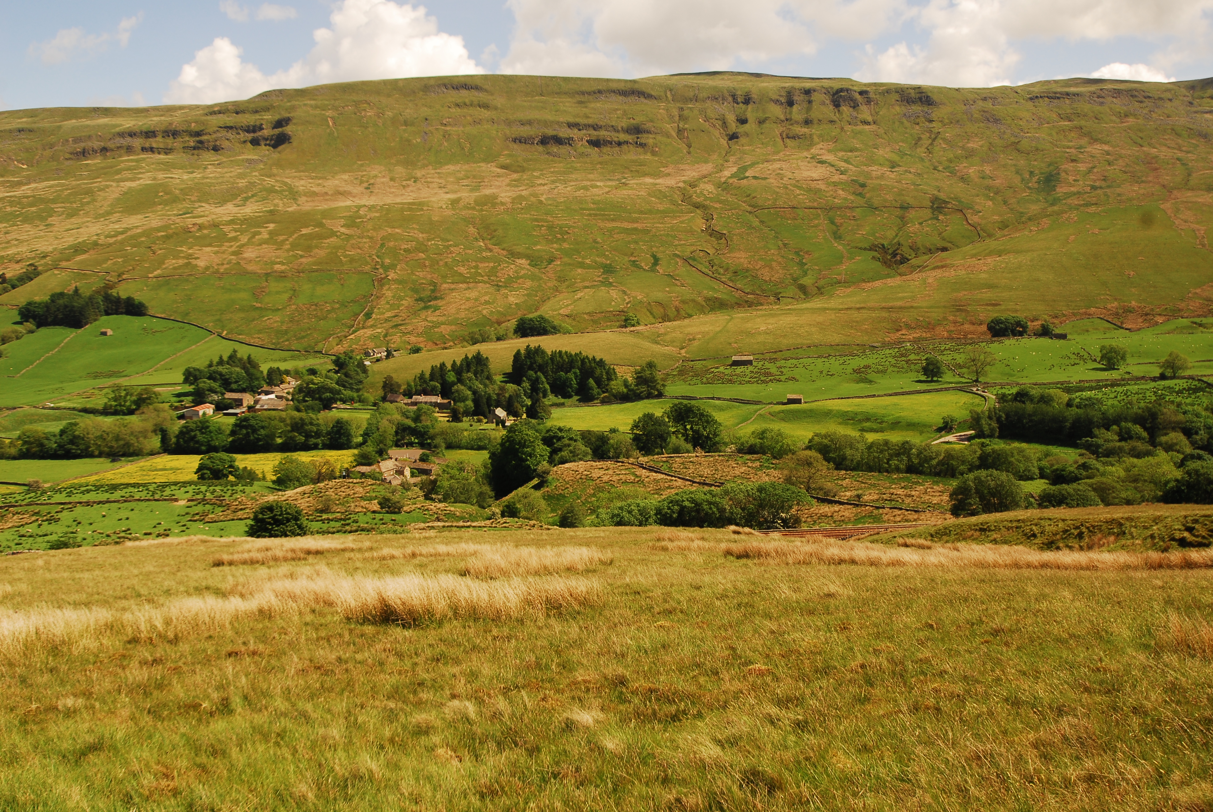 From Mallerstang West Common to Outhgill hamlet, Upper Eden, Cumbria, UK